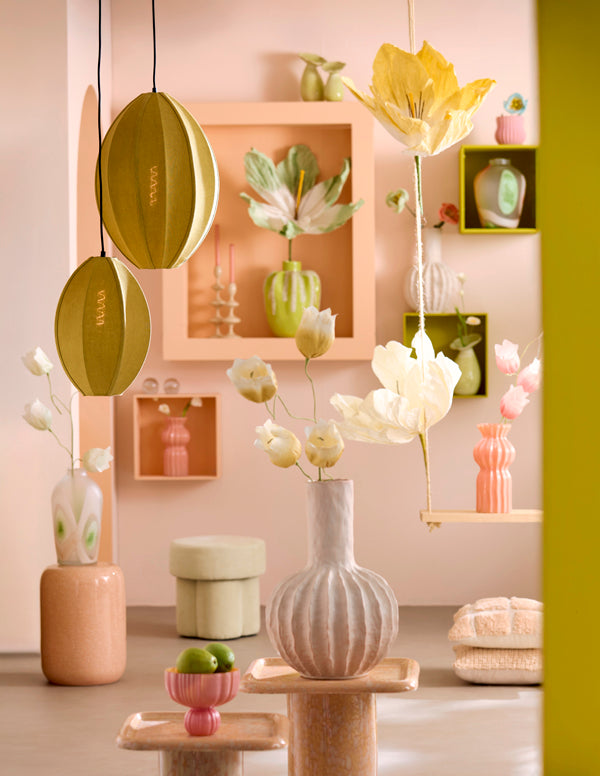 Light & Living Accessories Vase 20,5x37 cm BARCOS glass matt white+green+peach House of Isabella UK