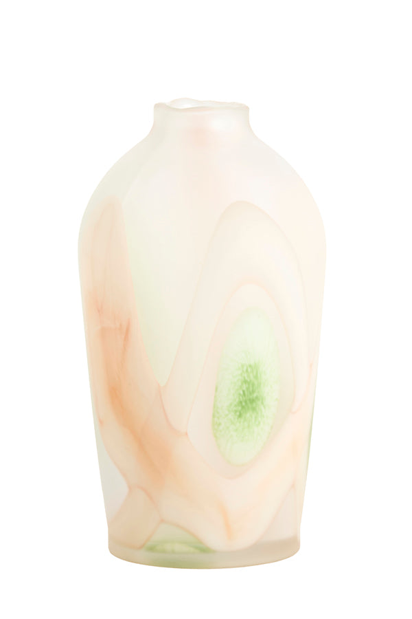 Light & Living Accessories Vase 20,5x37 cm BARCOS glass matt white+green+peach House of Isabella UK