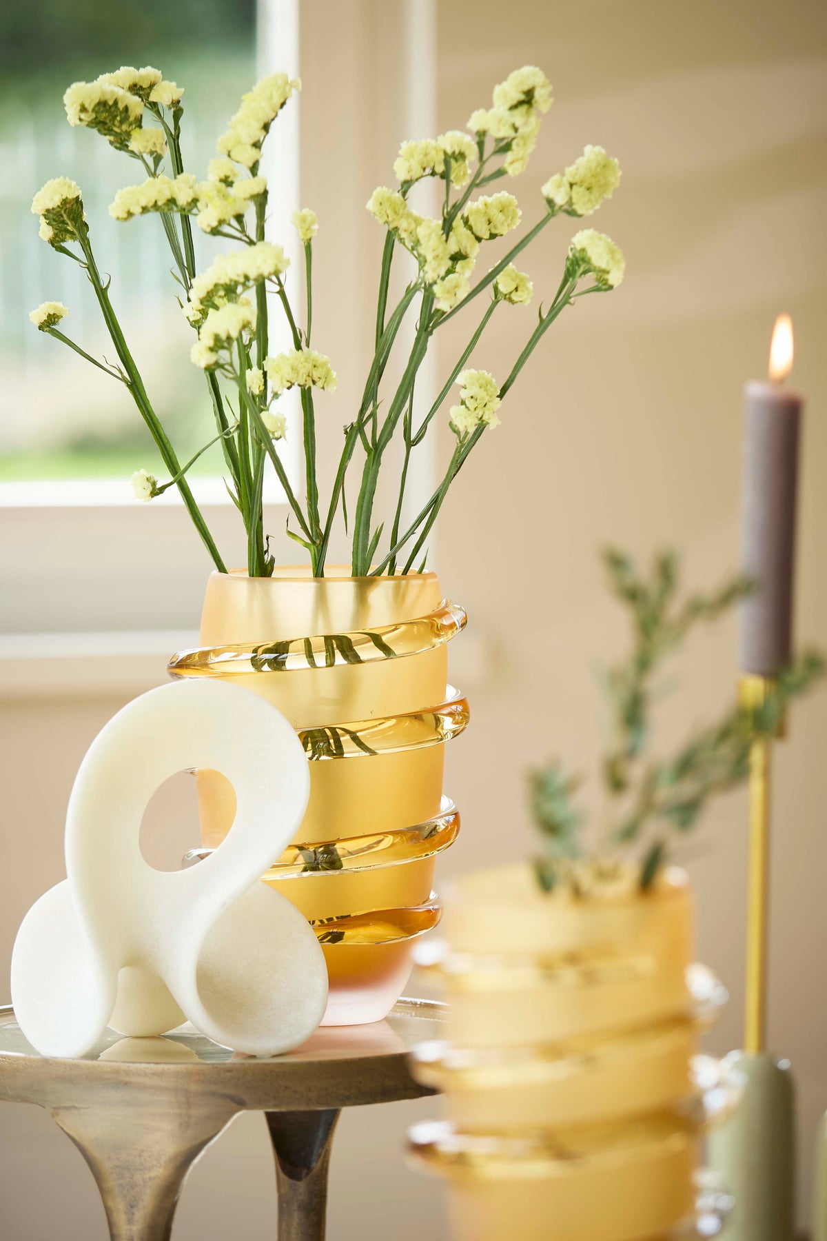 Light & Living Accessories Vase 20x28 cm ODATE glass matt ocher House of Isabella UK