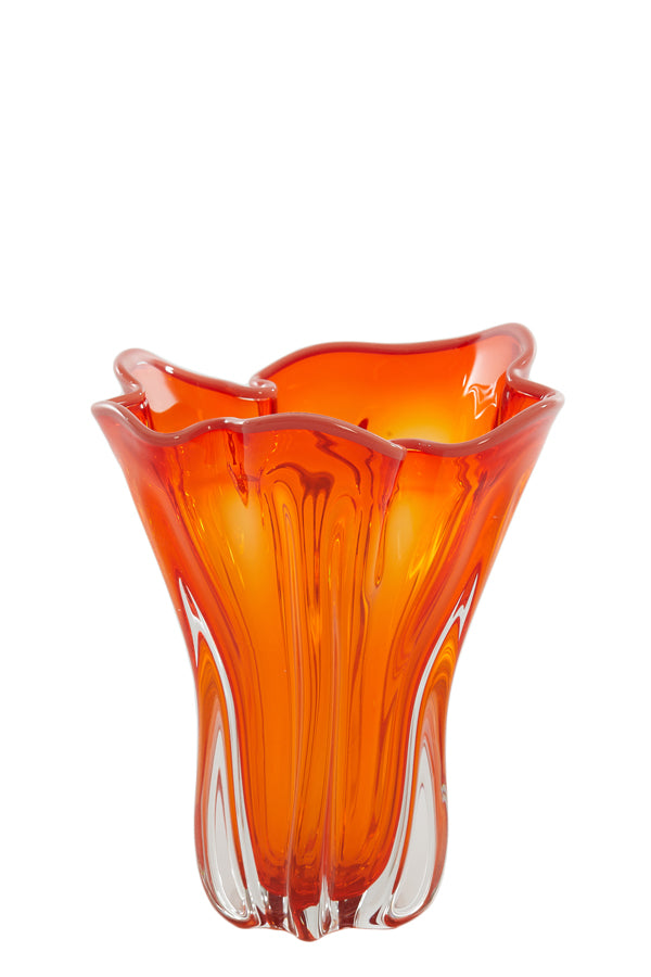 Light & Living Accessories Vase 22x27 cm KAZUNO glass clear orange+coral House of Isabella UK