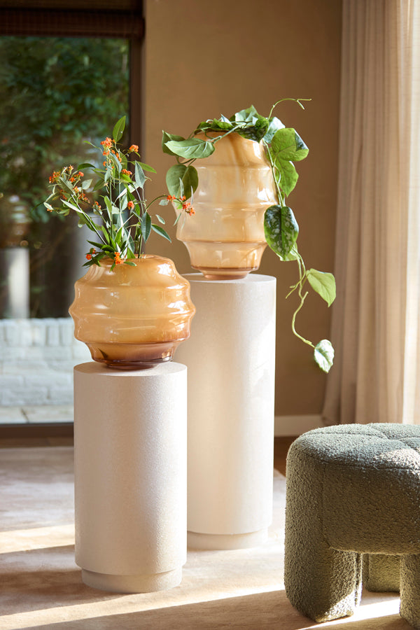 Light & Living Accessories Vase 32,5x29 cm NAYORO glass shiny amber House of Isabella UK