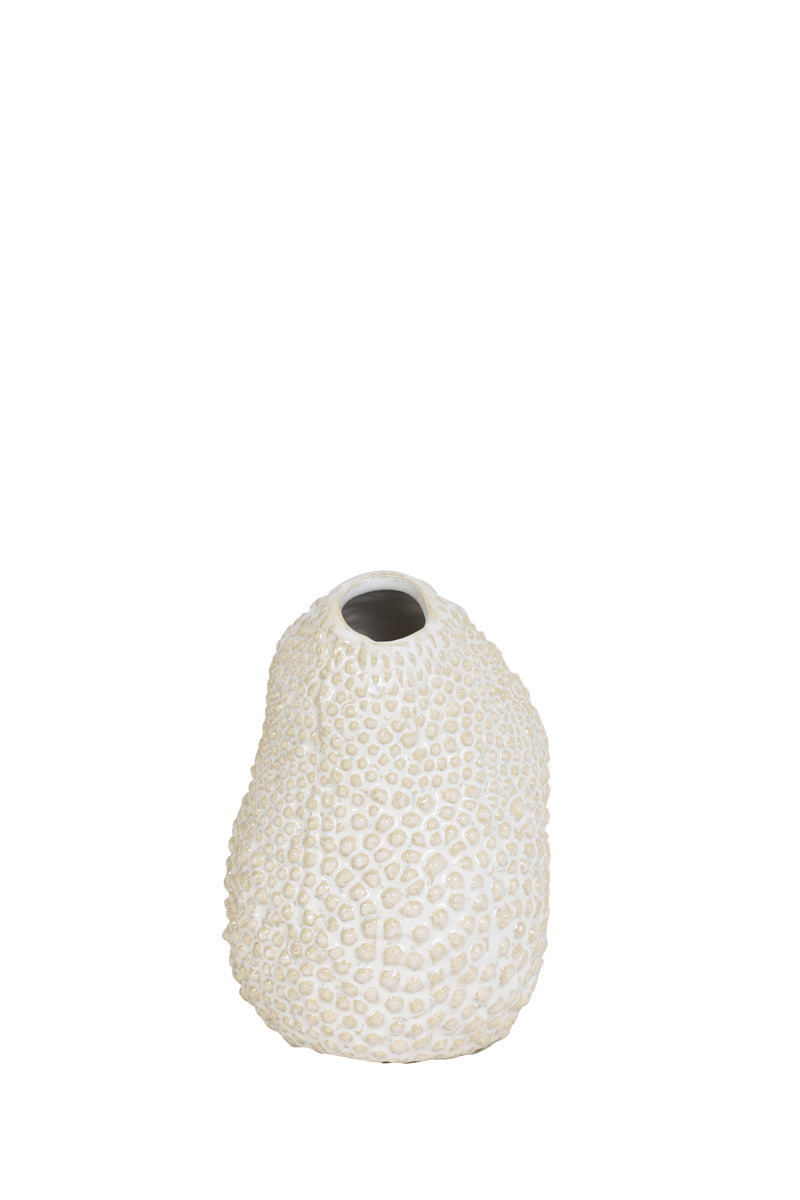 Light & Living Accessories Vase deco 10x15 cm KYANA ceramics cream+white House of Isabella UK