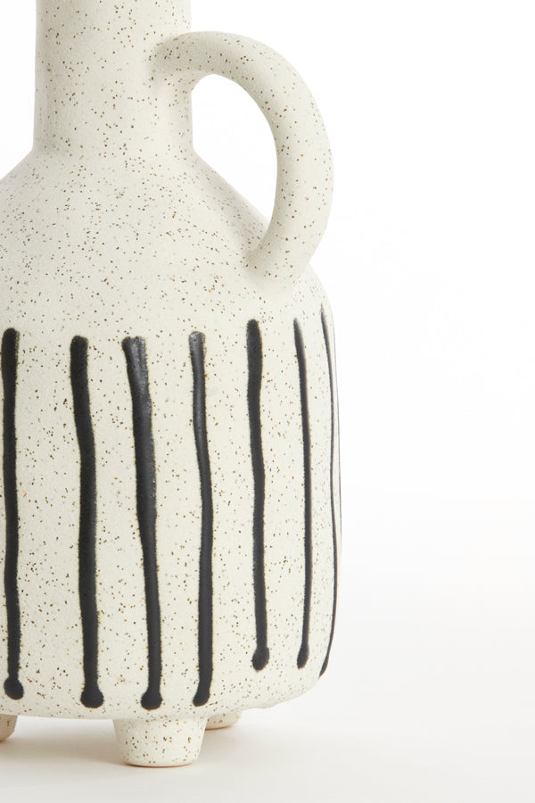 Light & Living Accessories Vase deco 12x11x21,5 cm JONAI ceramics matt cream-black House of Isabella UK