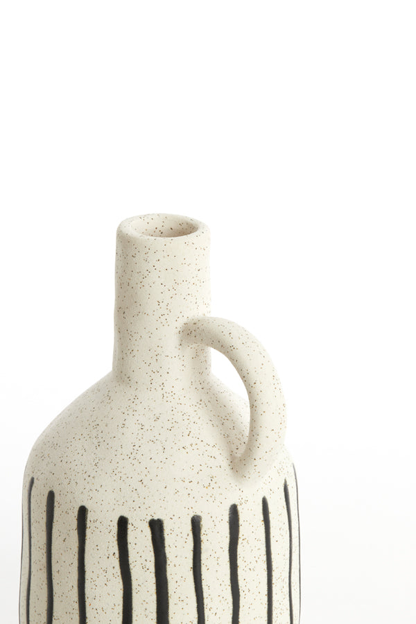 Light & Living Accessories Vase deco 12x11x21,5 cm JONAI ceramics matt cream-black House of Isabella UK