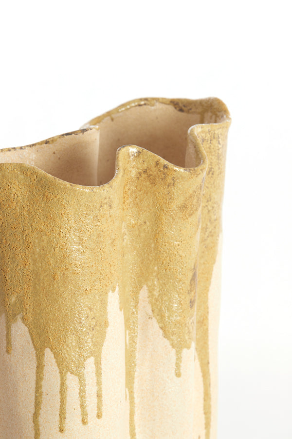 Light & Living Accessories Vase deco 12x9,5x30 cm FLOVILLA ceramics cream+olive green House of Isabella UK