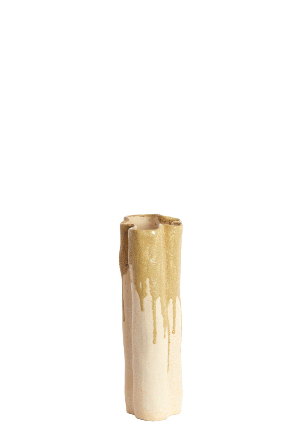 Light & Living Accessories Vase deco 12x9,5x30 cm FLOVILLA ceramics cream+olive green House of Isabella UK