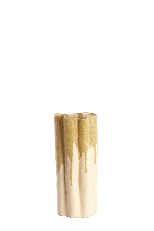 Light & Living Accessories Vase deco 12x9,5x30 cm FLOVILLA ceramics cream+olive green House of Isabella UK