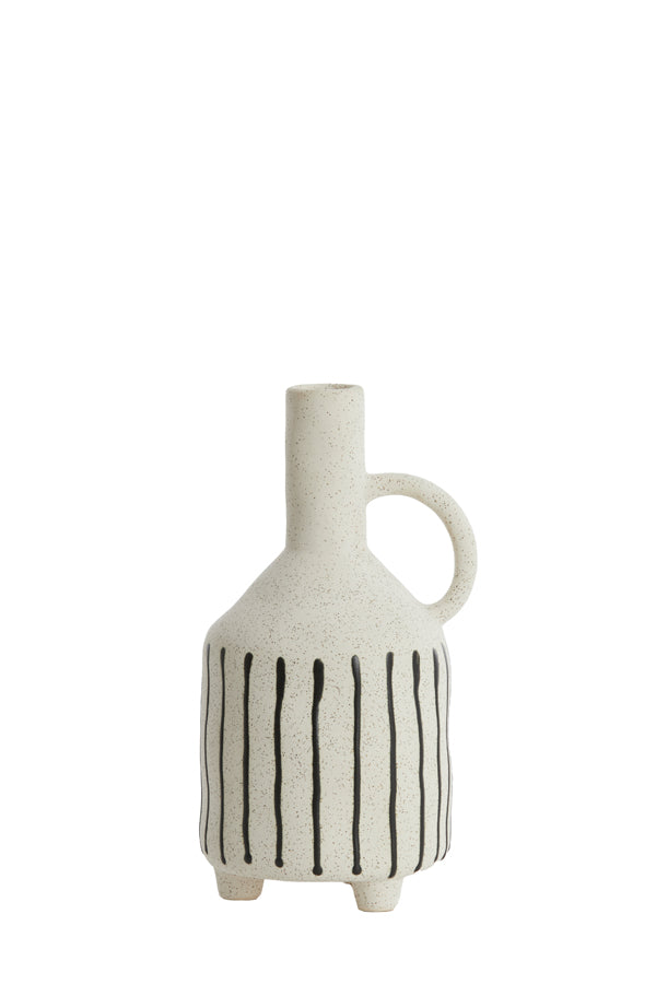 Light & Living Accessories Vase deco 14,5x13x27,5 cm JONAI ceramics matt cream-black House of Isabella UK