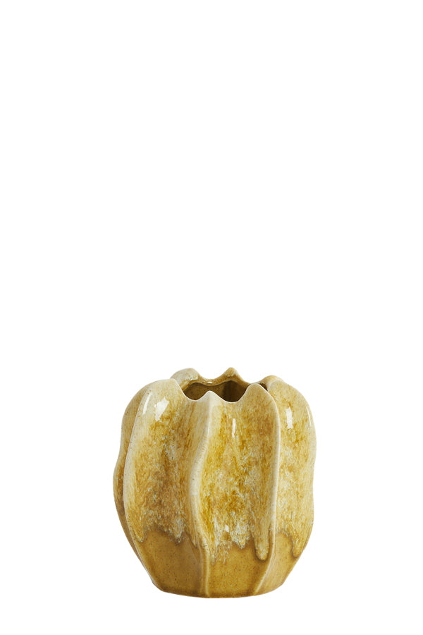 Light & Living Accessories Vase deco 14,5x16 cm NILO ceramics ocher yellow-brown House of Isabella UK