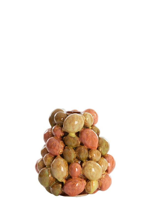 Light & Living Accessories Vase deco 14x15,5 cm CITRUS ceramics brown-orange+green House of Isabella UK