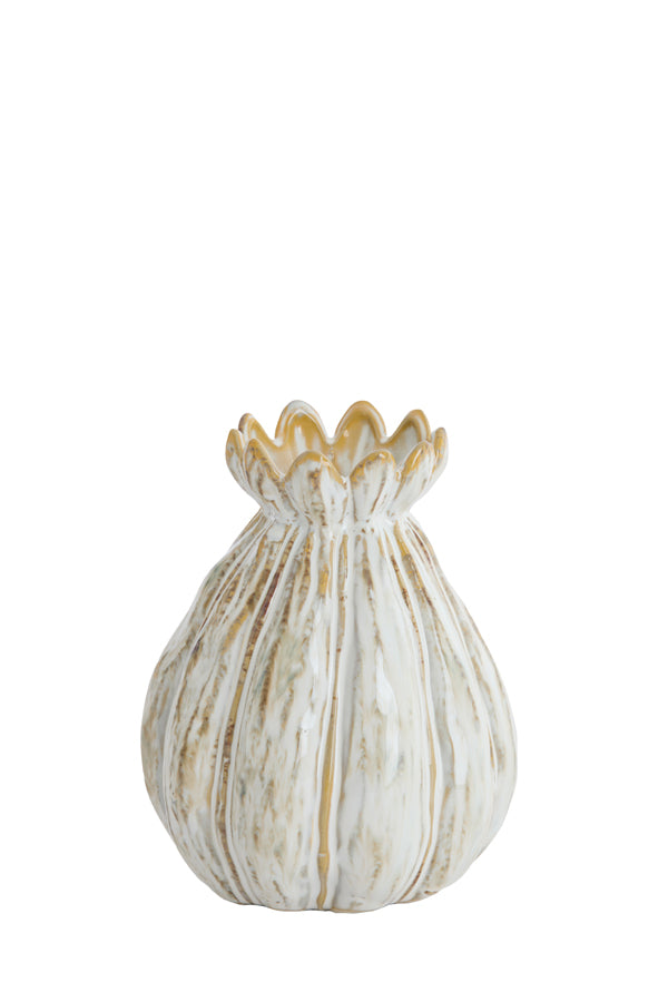 Light & Living Accessories Vase deco 14x18 cm FELINE ceramics cream-brown House of Isabella UK