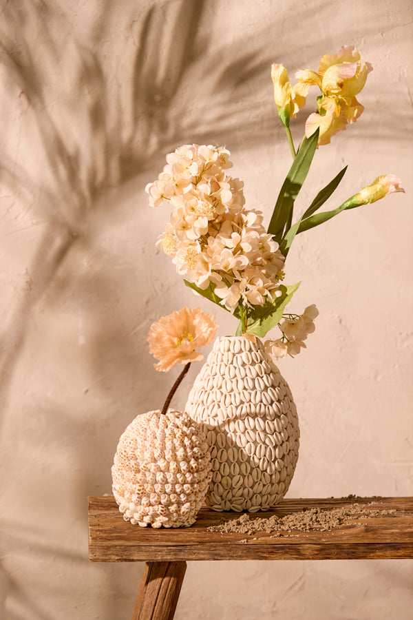 Light & Living Accessories Vase deco 15,5x17,5 cm SHELL cream+brown House of Isabella UK
