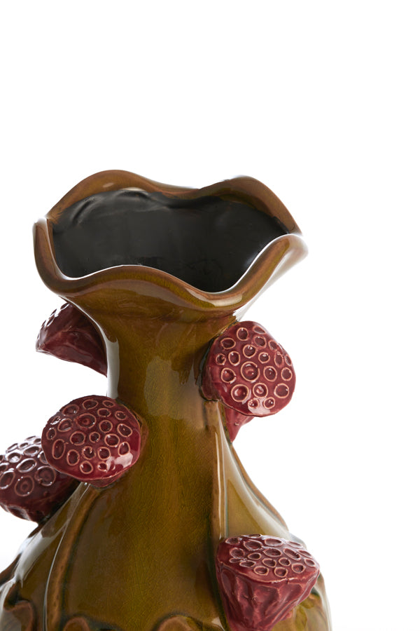 Light & Living Accessories Vase deco 15,5x26 cm ODALI ceramics green+dark pink House of Isabella UK