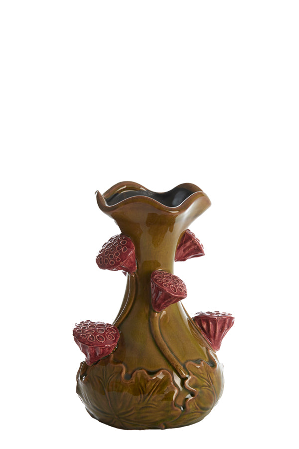Light & Living Accessories Vase deco 15,5x26 cm ODALI ceramics green+dark pink House of Isabella UK
