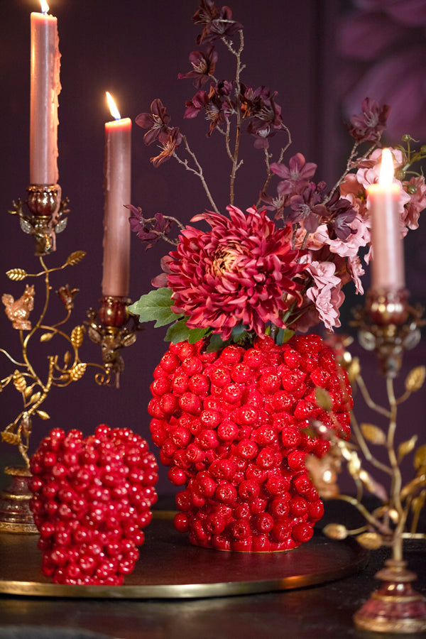 Light & Living Accessories Vase deco 15x17,5 cm BERRIES ceramics red House of Isabella UK