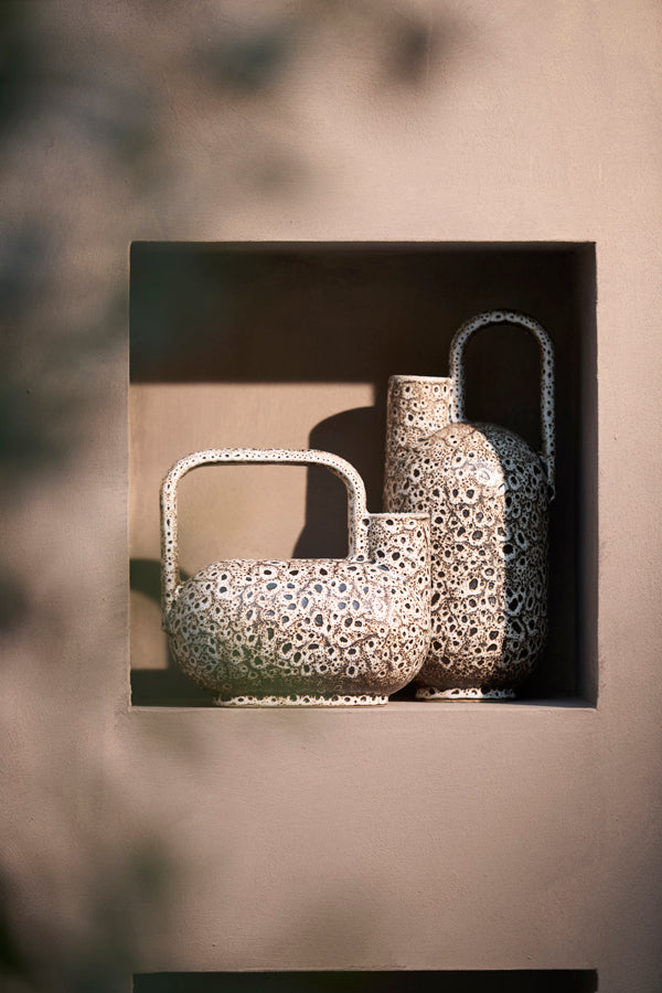 Light & Living Accessories Vase deco 16,5x15,5x37 cm SERRES ceramics cream+black House of Isabella UK