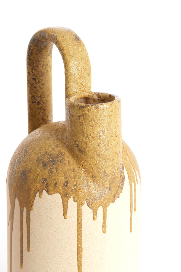 Light & Living Accessories Vase deco 16,5x15,5x37 cm SERRES ceramics cream+olive green House of Isabella UK