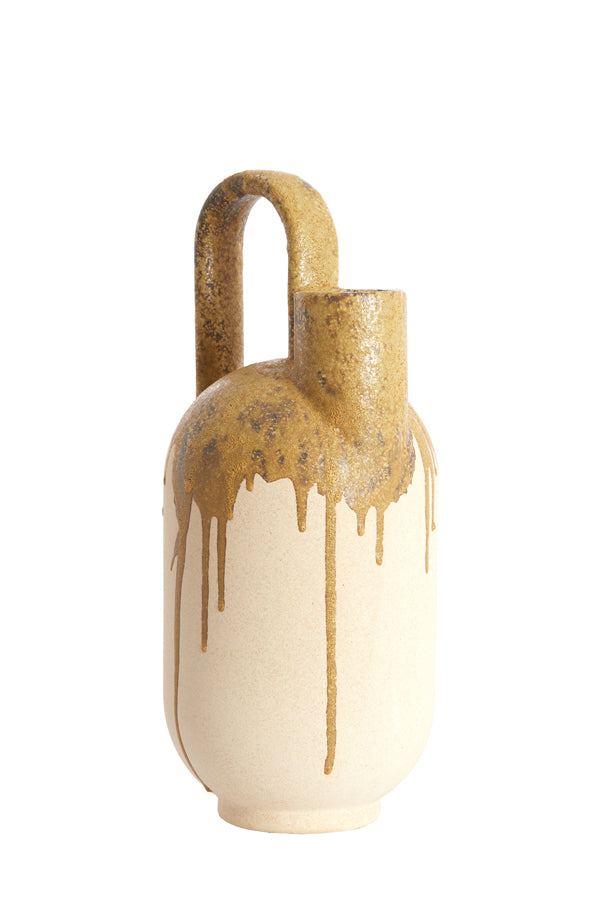 Light & Living Accessories Vase deco 16,5x15,5x37 cm SERRES ceramics cream+olive green House of Isabella UK