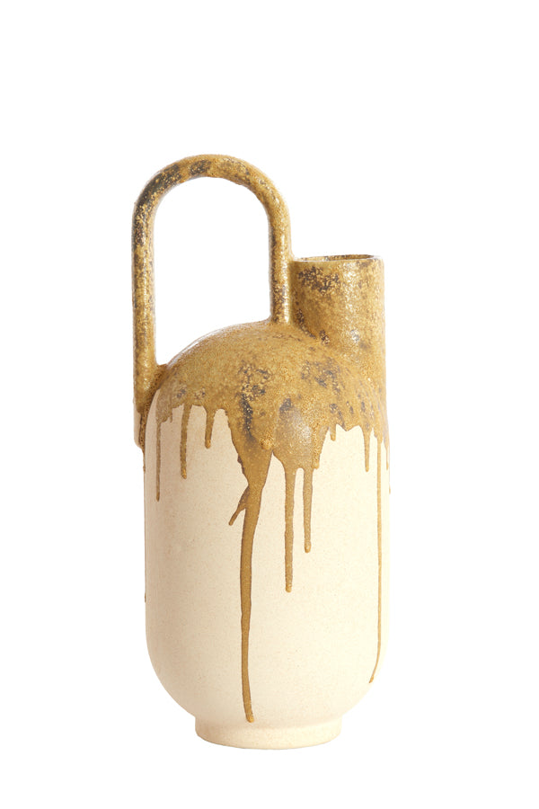 Light & Living Accessories Vase deco 16,5x15,5x37 cm SERRES ceramics cream+olive green House of Isabella UK