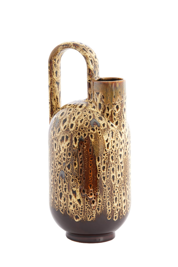 Light & Living Accessories Vase deco 16,5x15,5x37 cm SERRES ceramics d brn+cream+orange House of Isabella UK