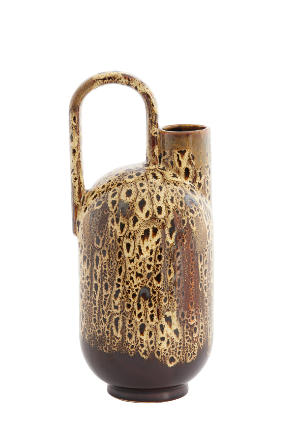 Light & Living Accessories Vase deco 16,5x15,5x37 cm SERRES ceramics d brn+cream+orange House of Isabella UK