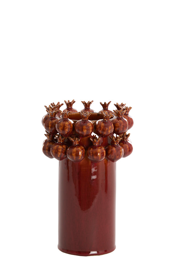 Light & Living Accessories Vase deco 16,5x25 cm POMEGRANATE ceramics burgundy House of Isabella UK