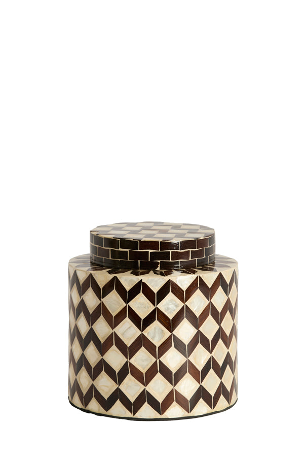 Light & Living Accessories Vase deco 16x16 cm OLITE bamboo cream+dark brown House of Isabella UK