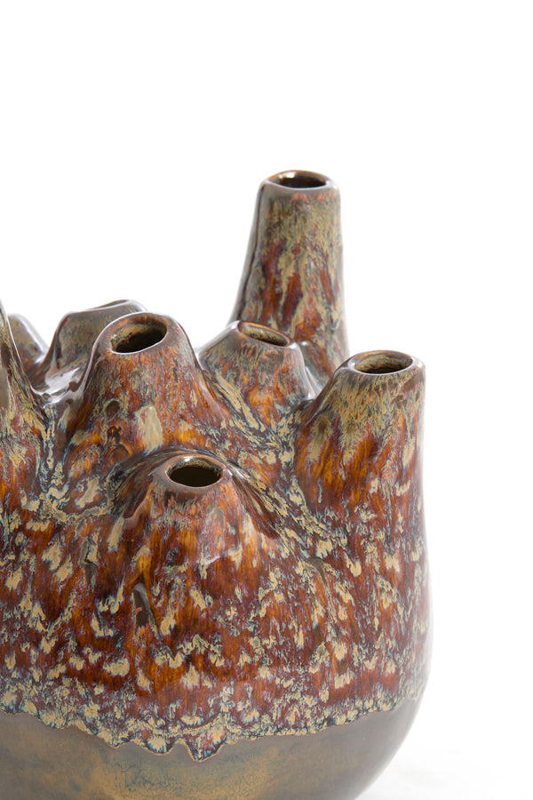 Light & Living Accessories Vase deco 16x18 cm COSENZA ceramics brown+bronze House of Isabella UK