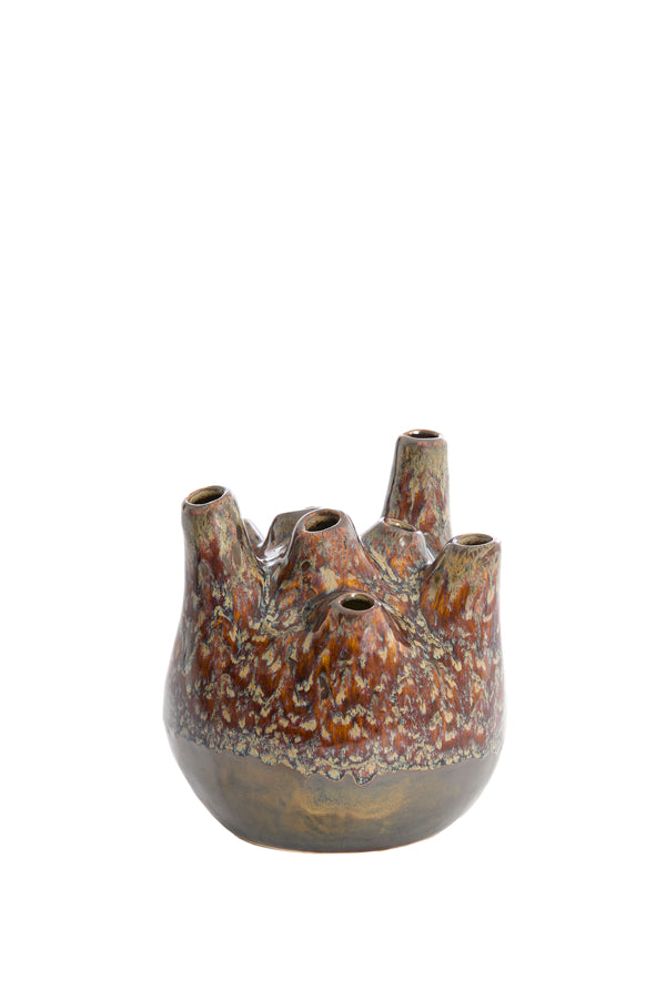 Light & Living Accessories Vase deco 16x18 cm COSENZA ceramics brown+bronze House of Isabella UK