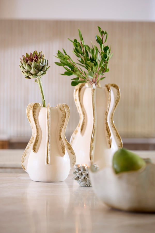 Light & Living Accessories Vase deco 16x27 cm MAGOME ceramics cream+olive green House of Isabella UK