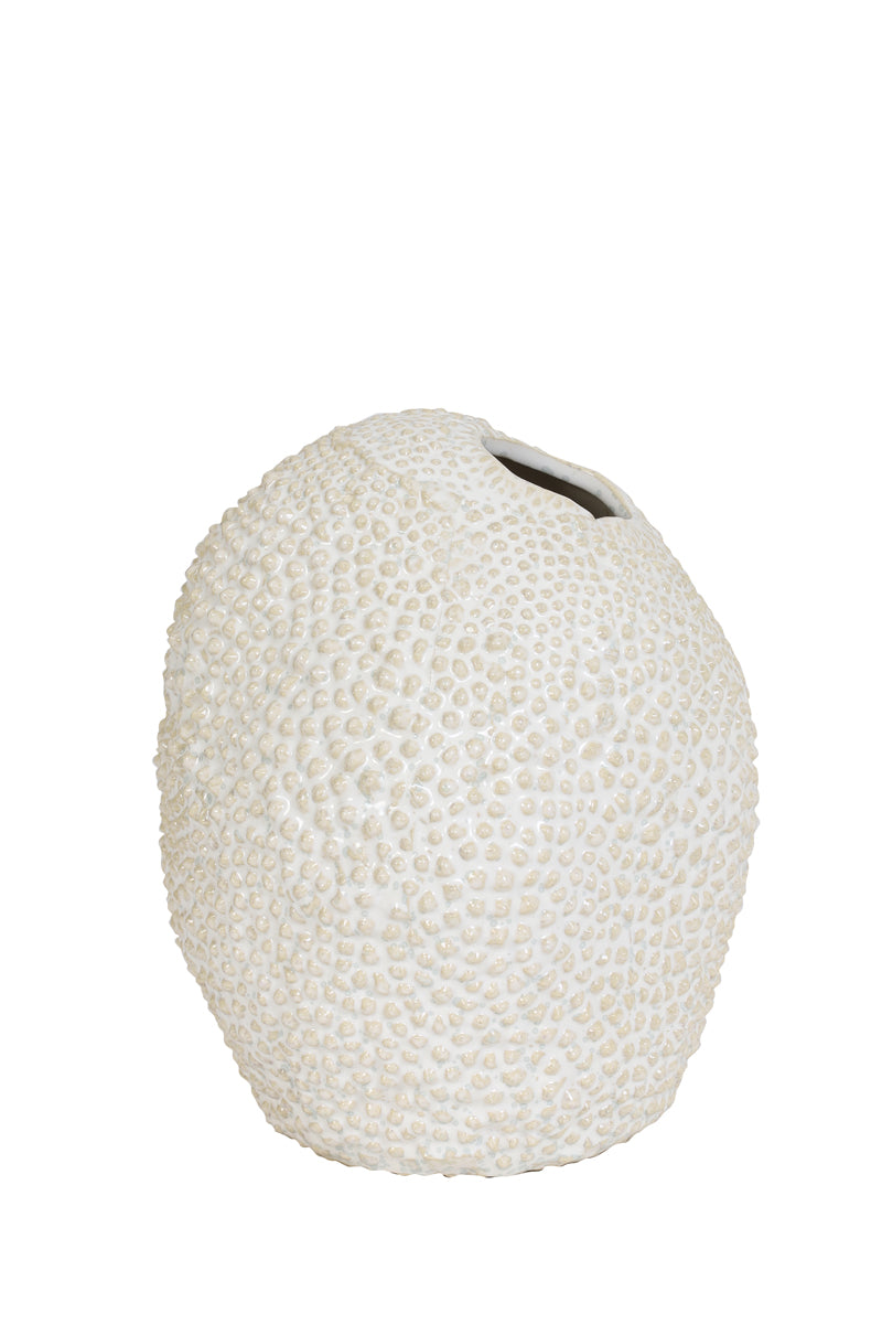 Light & Living Accessories Vase deco 17x20,5 cm KYANA ceramics cream+white House of Isabella UK