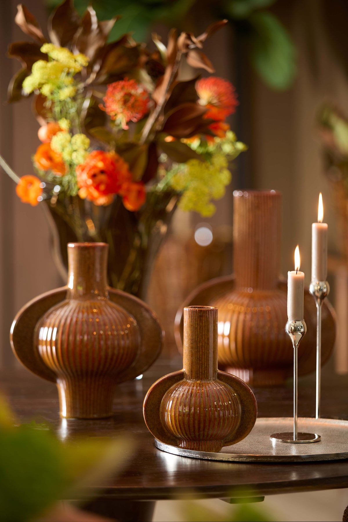 Light & Living Accessories Vase deco 18,5x12,5x23,5 cm MELNIK ceramics cognac brown House of Isabella UK