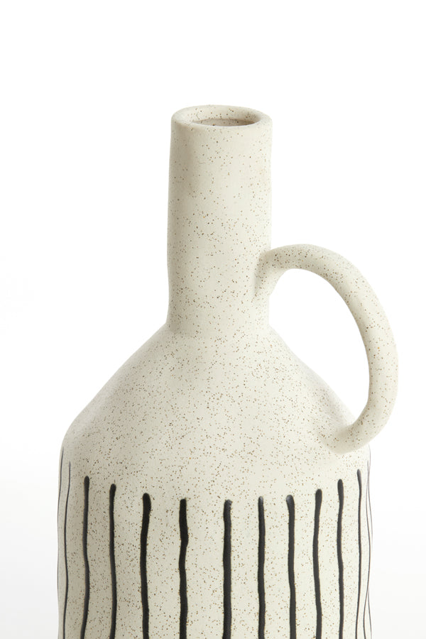 Light & Living Accessories Vase deco 18,5x16,5x35,5 cm JONAI ceramics matt cream-black House of Isabella UK