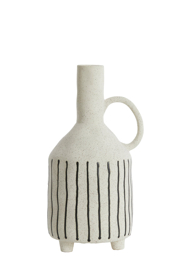 Light & Living Accessories Vase deco 18,5x16,5x35,5 cm JONAI ceramics matt cream-black House of Isabella UK