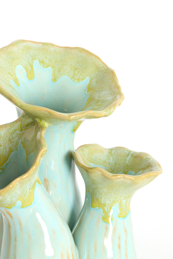 Light & Living Accessories Vase deco 18x13x17,5 cm MISURINA ceramics lht green+lht blue House of Isabella UK