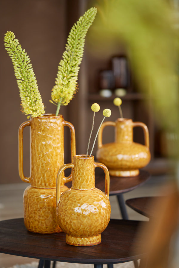 Light & Living Accessories Vase deco 18x14,5x34,5 cm ZIRO ceramics shiny ocher yellow House of Isabella UK