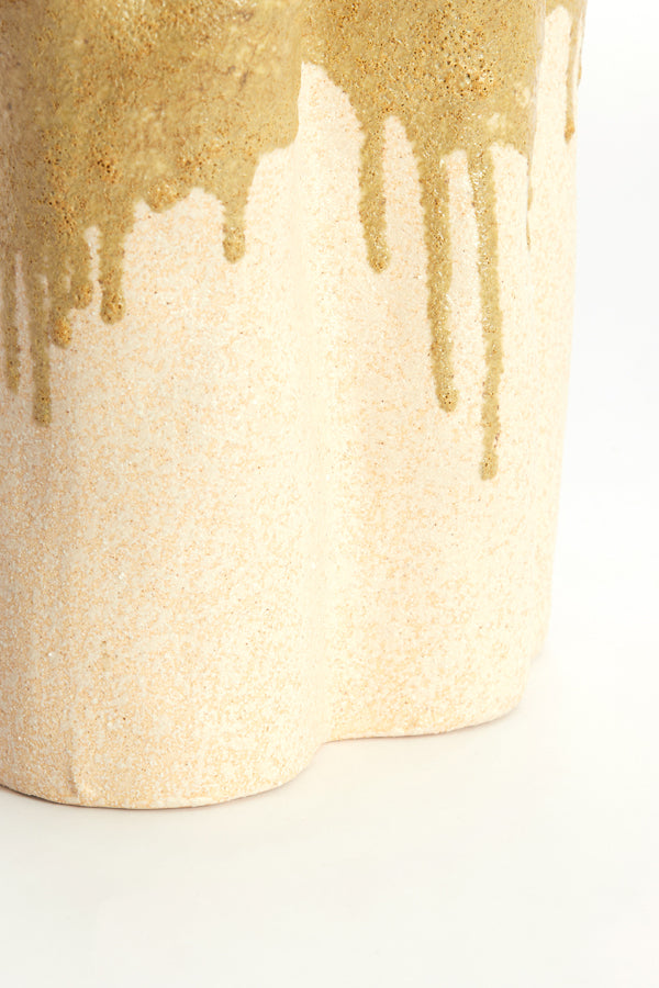 Light & Living Accessories Vase deco 19,5x10,5x18,5 cm FLOVILLA ceramics cream+oliv grn House of Isabella UK