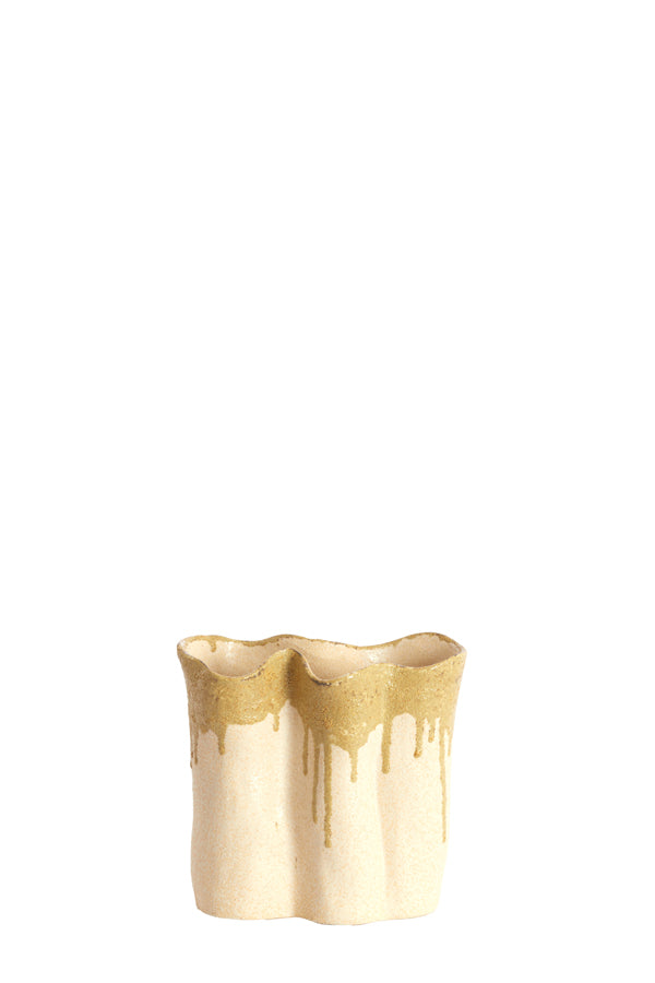 Light & Living Accessories Vase deco 19,5x10,5x18,5 cm FLOVILLA ceramics cream+oliv grn House of Isabella UK