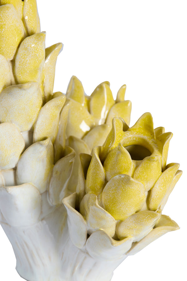 Light & Living Accessories Vase deco 19,5x17x27,5 cm CARCIOFO ceramics yellow+cream House of Isabella UK