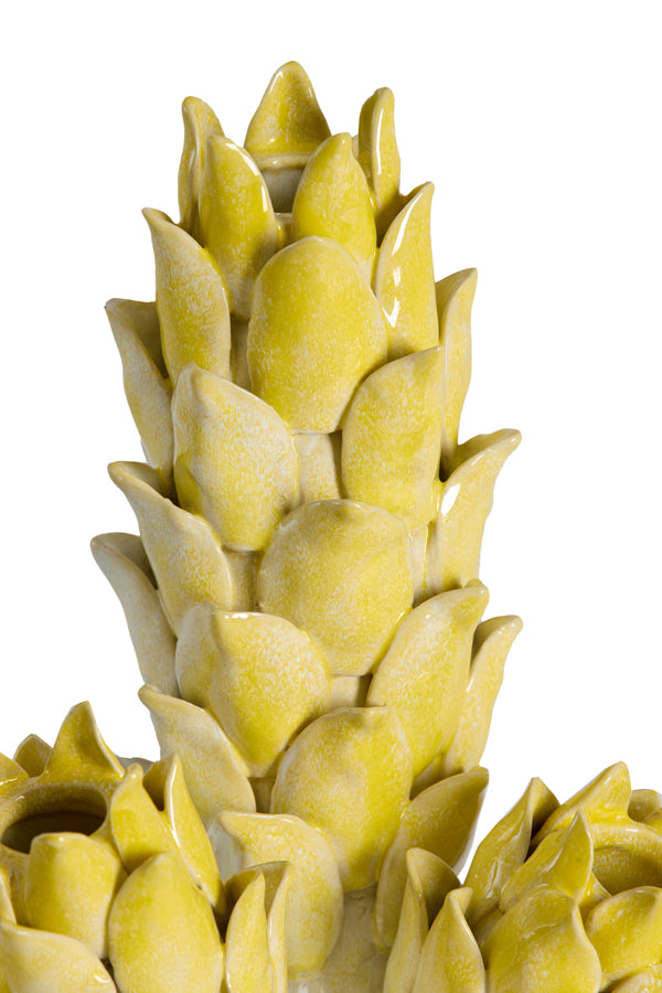 Light & Living Accessories Vase deco 19,5x17x27,5 cm CARCIOFO ceramics yellow+cream House of Isabella UK