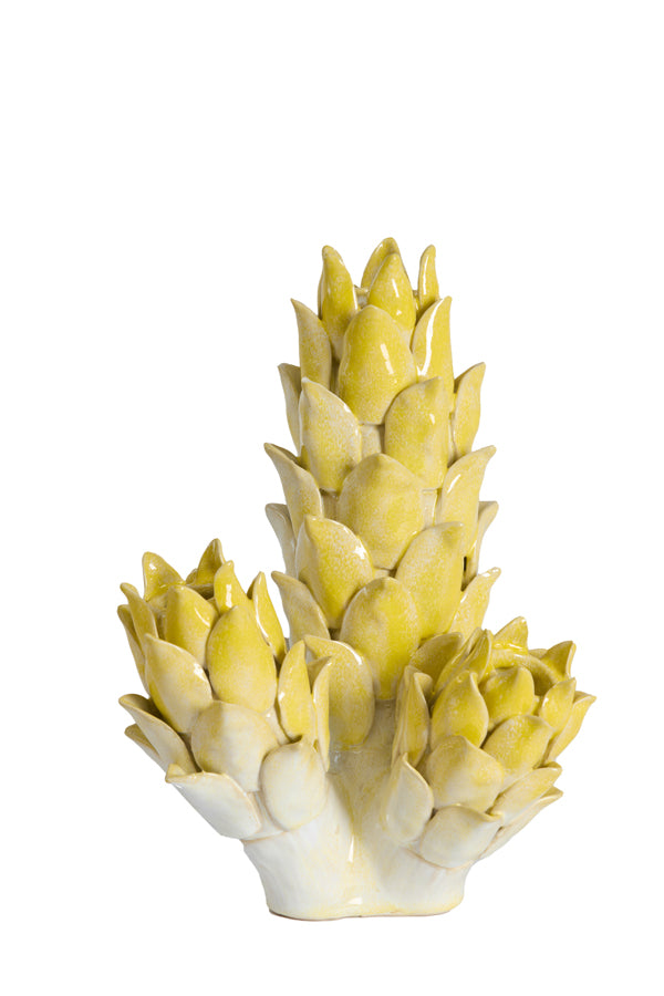 Light & Living Accessories Vase deco 19,5x17x27,5 cm CARCIOFO ceramics yellow+cream House of Isabella UK
