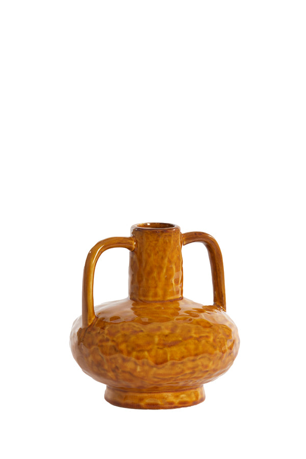 Light & Living Accessories Vase deco 19,5x20 cm ZIRO ceramics shiny ocher yellow House of Isabella UK