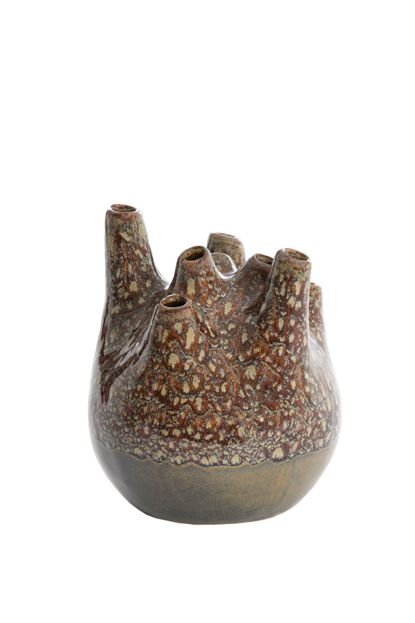 Light & Living Accessories Vase deco 19,5x23 cm COSENZA ceramics brown+bronze House of Isabella UK