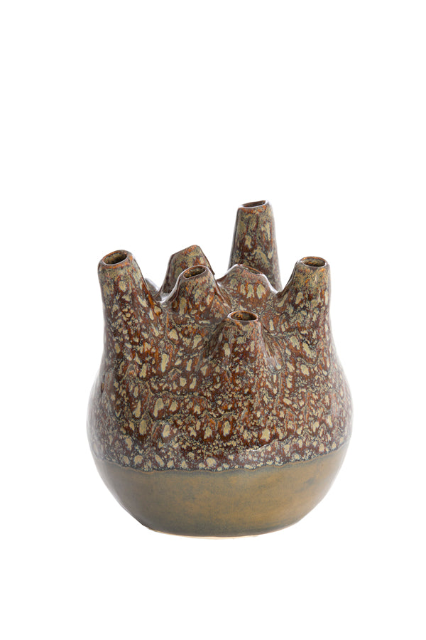 Light & Living Accessories Vase deco 19,5x23 cm COSENZA ceramics brown+bronze House of Isabella UK