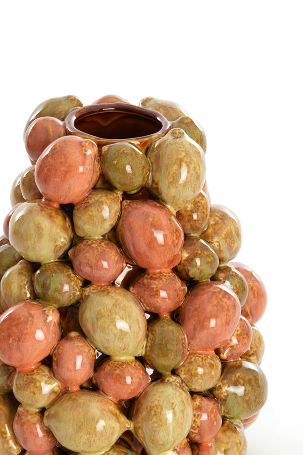 Light & Living Accessories Vase deco 19x21 cm CITRUS ceramics brown-orange+green House of Isabella UK