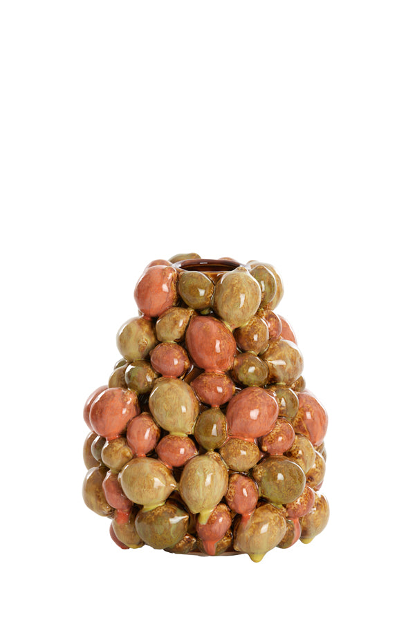 Light & Living Accessories Vase deco 19x21 cm CITRUS ceramics brown-orange+green House of Isabella UK