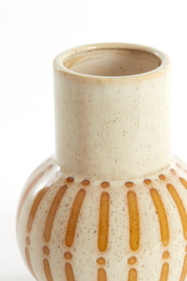 Light & Living Accessories Vase deco 19x25 cm ULLOA ceramics shiny cream+brown House of Isabella UK