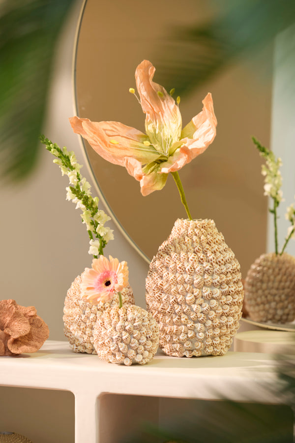 Light & Living Accessories Vase deco 19x28,5 cm SHELL cream+brown House of Isabella UK