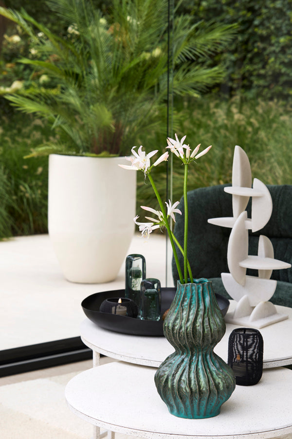 Light & Living Accessories Vase deco 19x31,5 cm VANIA ceramics petrol House of Isabella UK