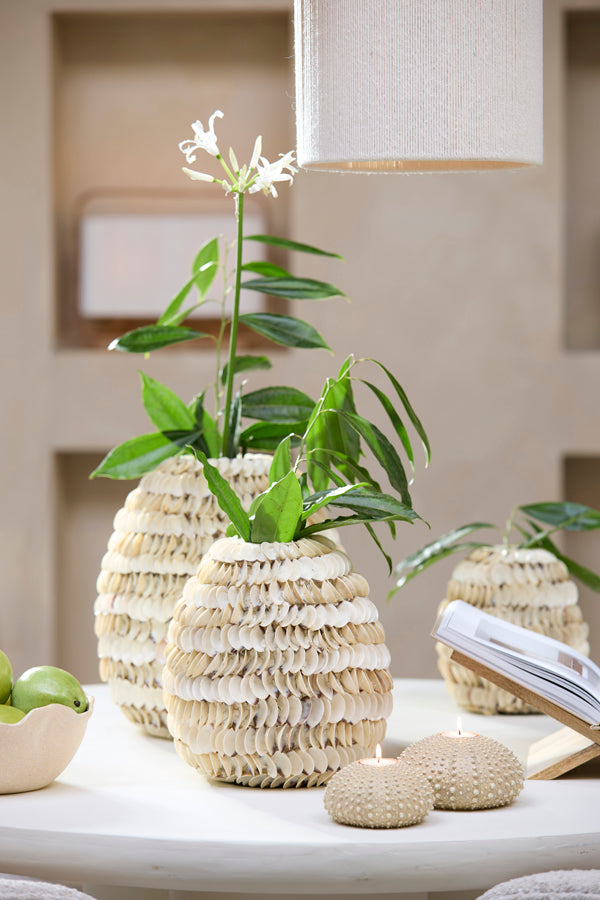 Light & Living Accessories Vase deco 20x21 cm SARRIA bamboo+shell cream House of Isabella UK